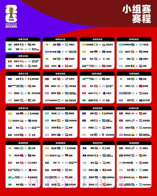 2026世界杯小组赛赛程详细安排赛事详情查询入口